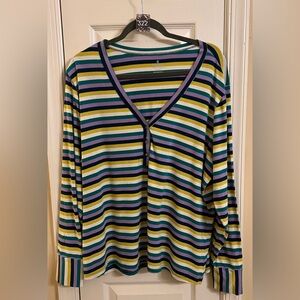 ThirdLove Striped Long Sleeve Top - Green, Blue, Purple, Yellow